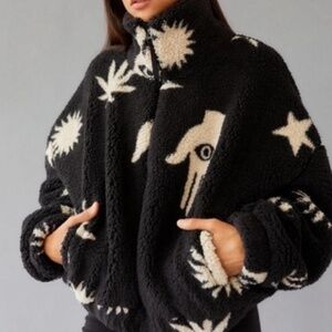 Urban Outfitters | Olivia Printed Sherpa Jacket Black – Women's Size M